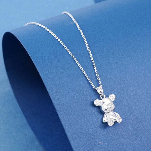 Charming Silver Plated Teddy Doll Shape Necklace For Girls and Women