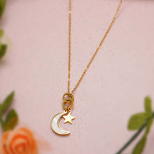 Trending Moon & Star Shape Pendant With Gold-Plated Chain for Women & Girls