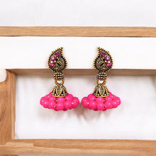 Handmade Oxidized Pink Pearl Stud Earrings for Women and Girls