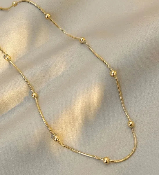 Daily Wear Brass 22K Gold Plated Beaded Chain