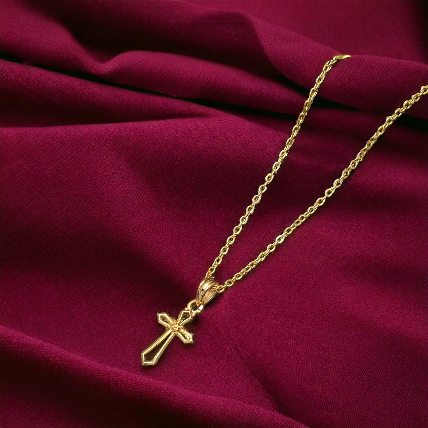 Trendy Cross Sign Gold Plated Necklace for Women and Girls