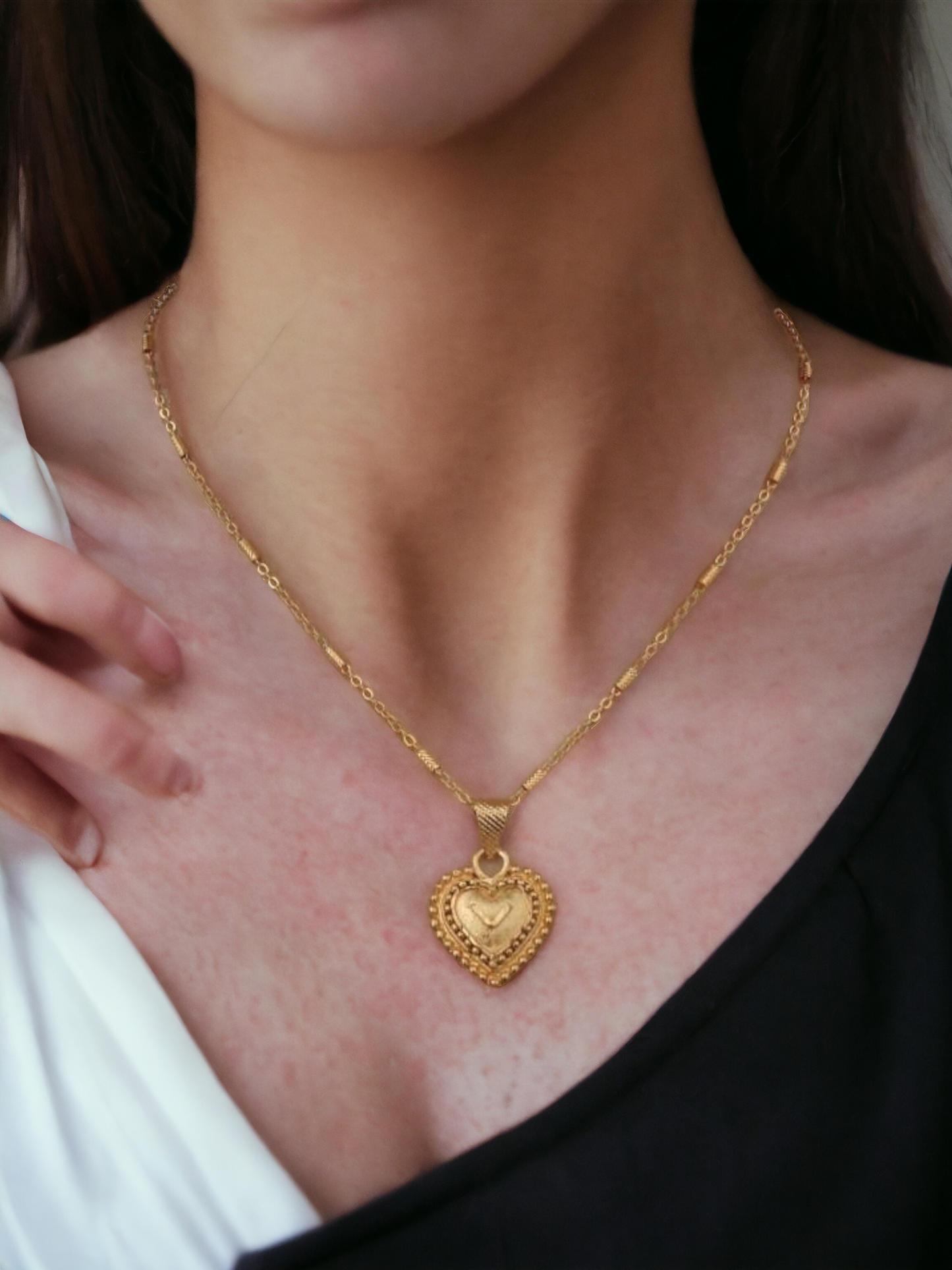 Heart-Shaped Brass Necklace Chain for Women & Girls