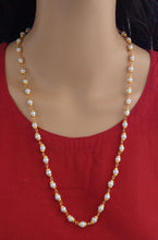 White Pearl (3 mm) Gold Plated Mala Necklace for Women and Girls