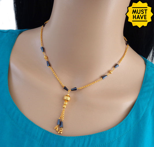 Golden Beaded Charm: Necklace Chain for Women