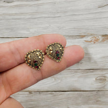 Trending Oxidized Plated Red Stone Stud Earrings for Women and Girls