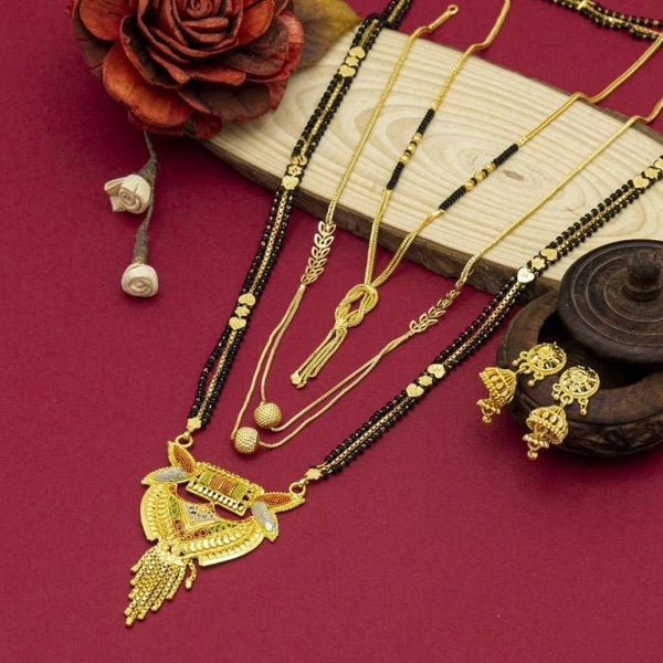 Stylish and Designer Gold Plated Mangalsutra Set With Earrings