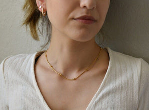 Daily Wear Brass 22K Gold Plated Beaded Chain