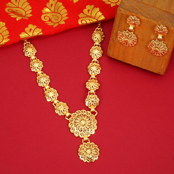 Designer and Stylish Brass Gold Plated Necklace Set For Women and Girls