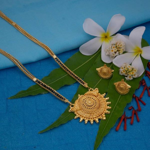 Stylish and Trendy Gold plated Mangalsutra With Earrings For Women and Girls